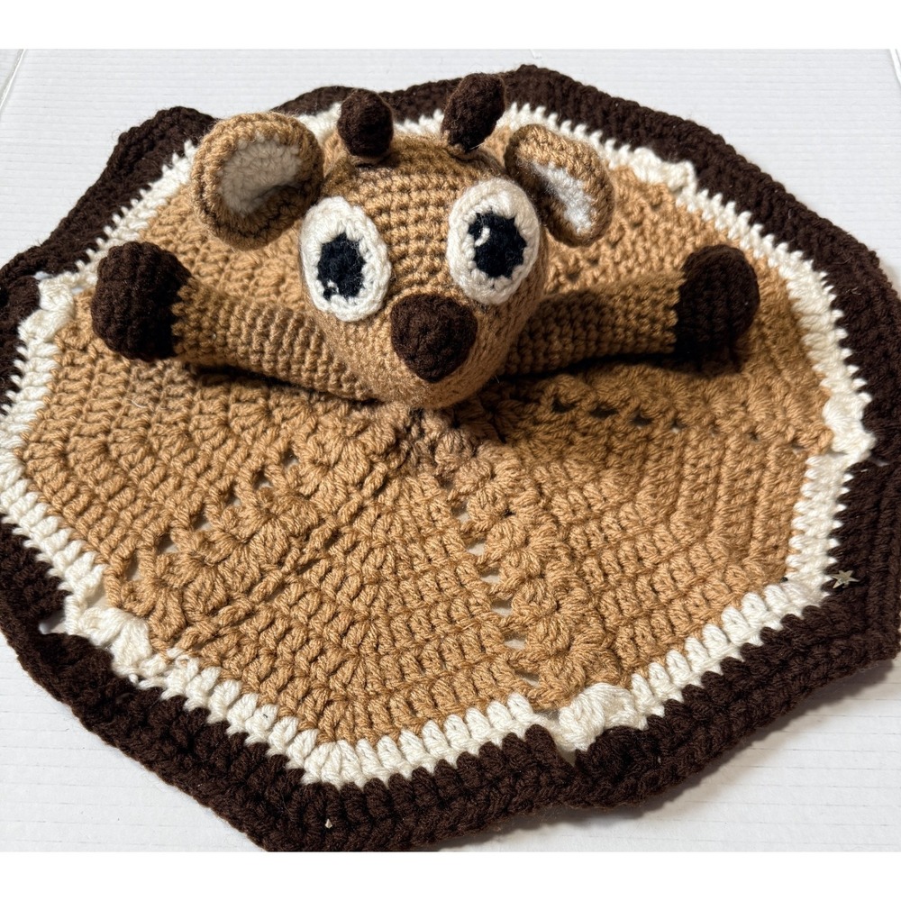 Handmade Crochet Darling Baby Deer Lovey Security Blanket - 17" -‎ NEW